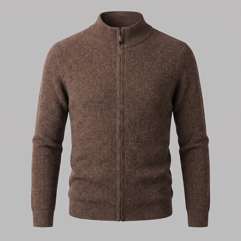Men's Ribbed Wool Full-Zip Cardigan