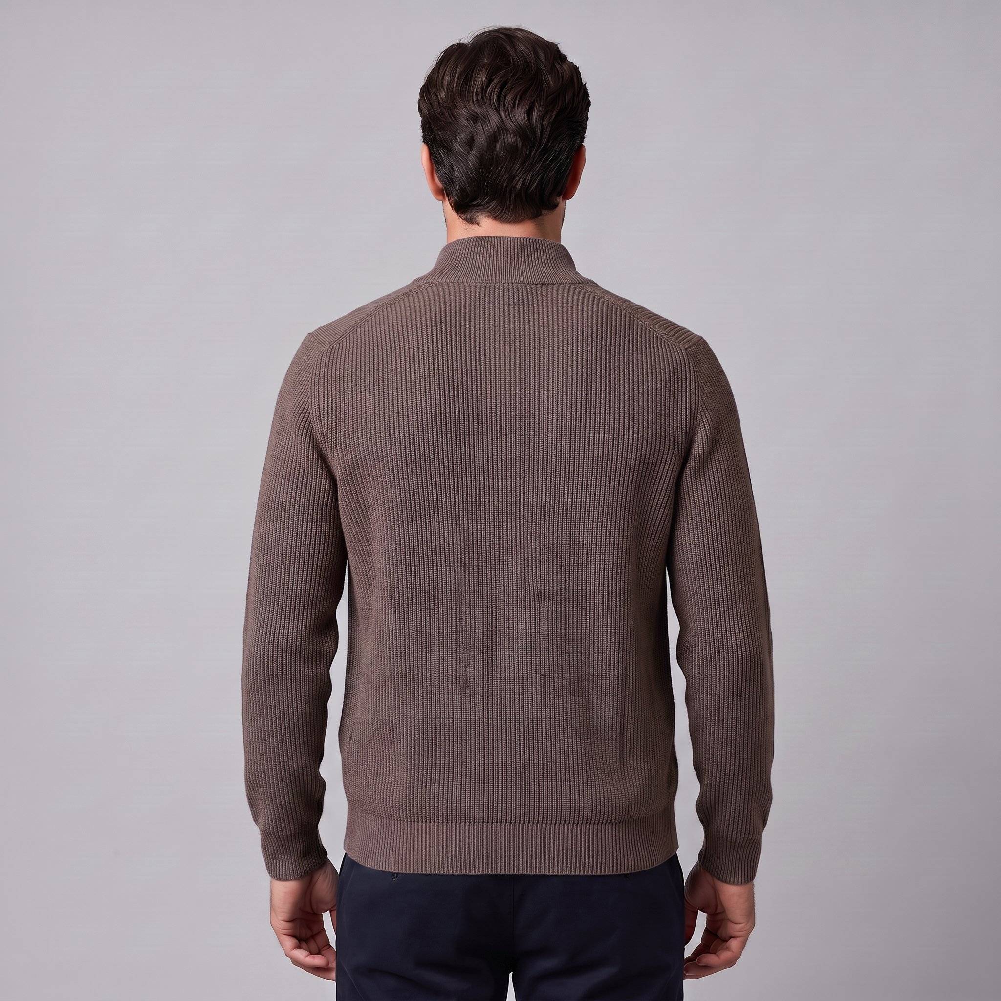 Men's Ribbed Wool Full-Zip Cardigan