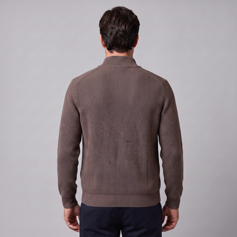 Men's Ribbed Wool Full-Zip Cardigan