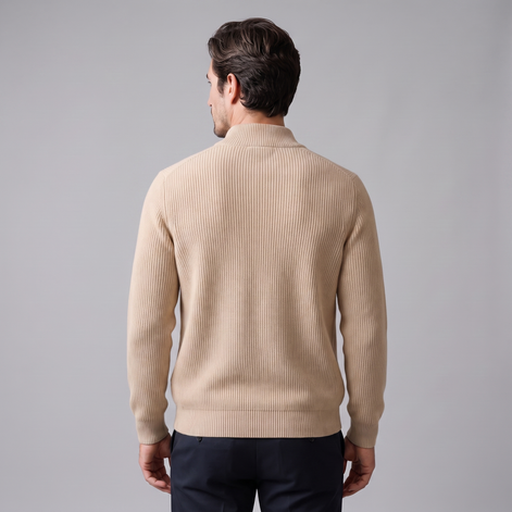 Men's Ribbed Wool Full-Zip Cardigan