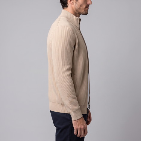 Men's Ribbed Wool Full-Zip Cardigan