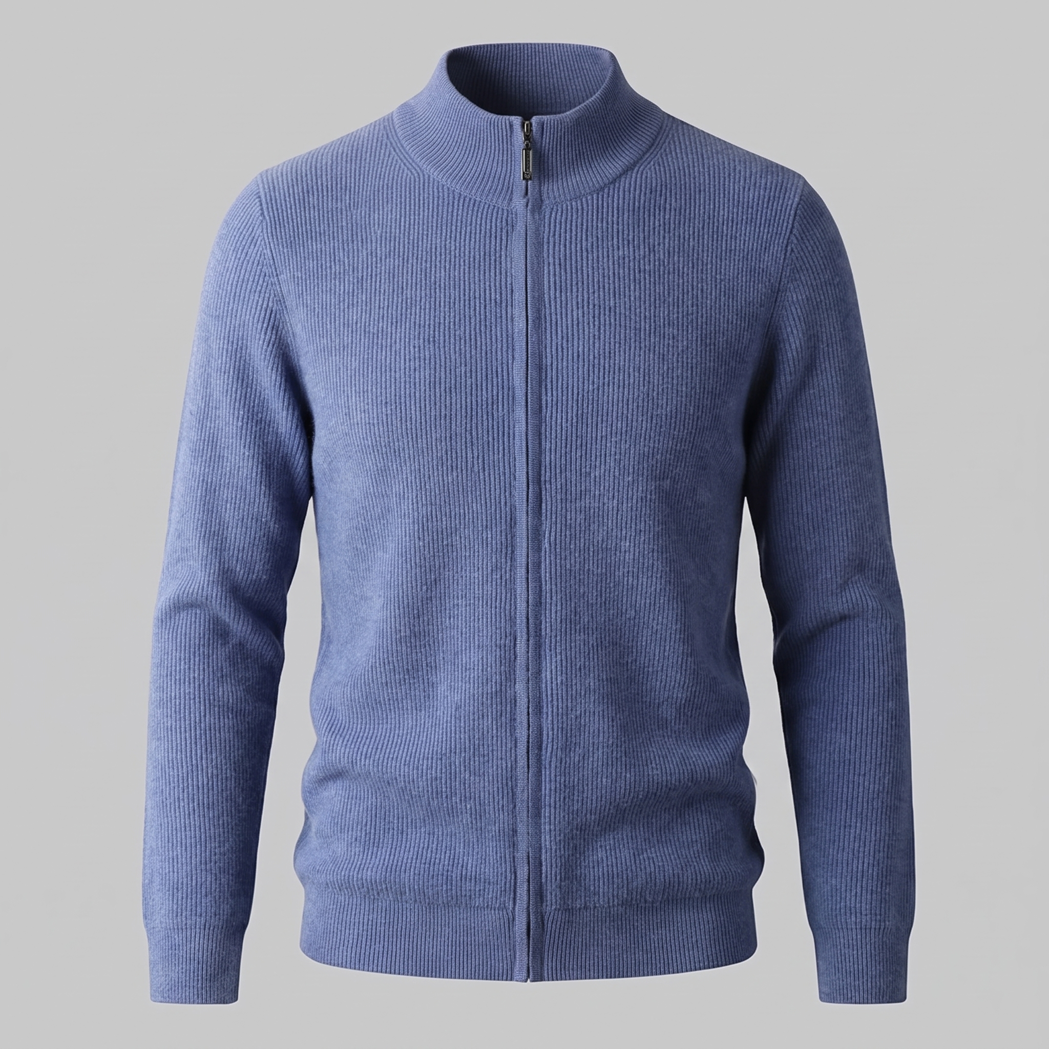 Men's Ribbed Wool Full-Zip Cardigan