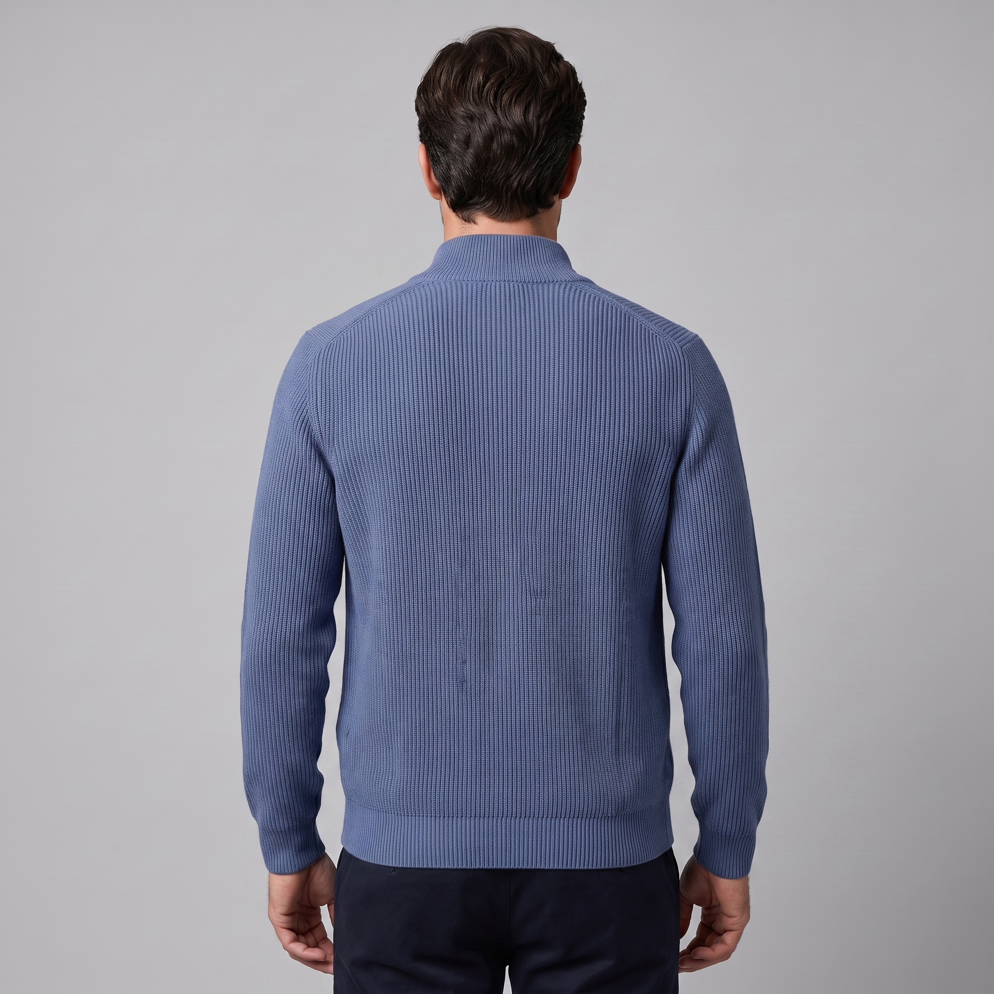 Men's Ribbed Wool Full-Zip Cardigan