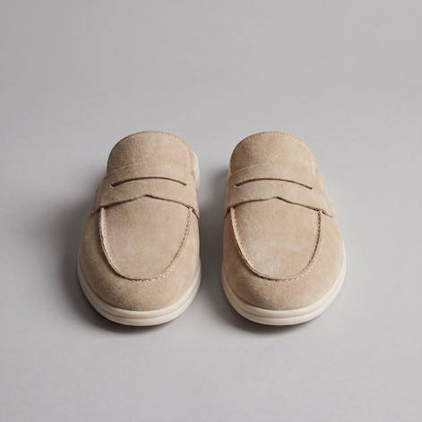 Men's Sand Suede Penny Loafer Mules