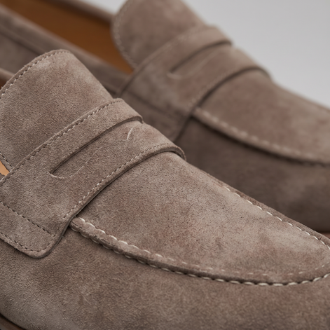 Men's Sheepskin Suede Penny Loafers