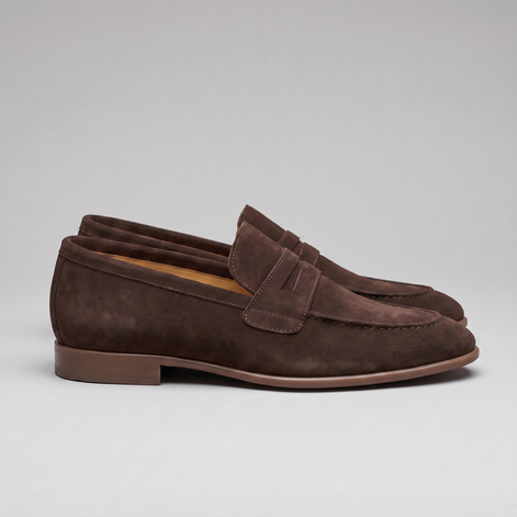 Men's Sheepskin Suede Penny Loafers