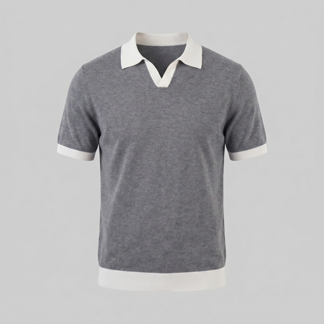 Men's Short Sleeve Knitted Polo Shirt