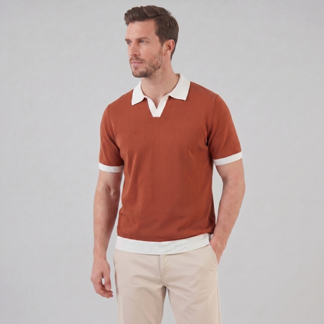 Men's Short Sleeve Knitted Polo Shirt