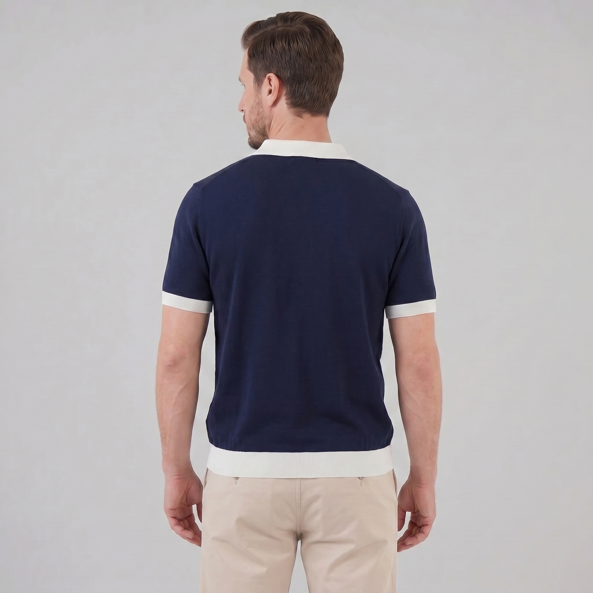 Men's Short Sleeve Knitted Polo Shirt