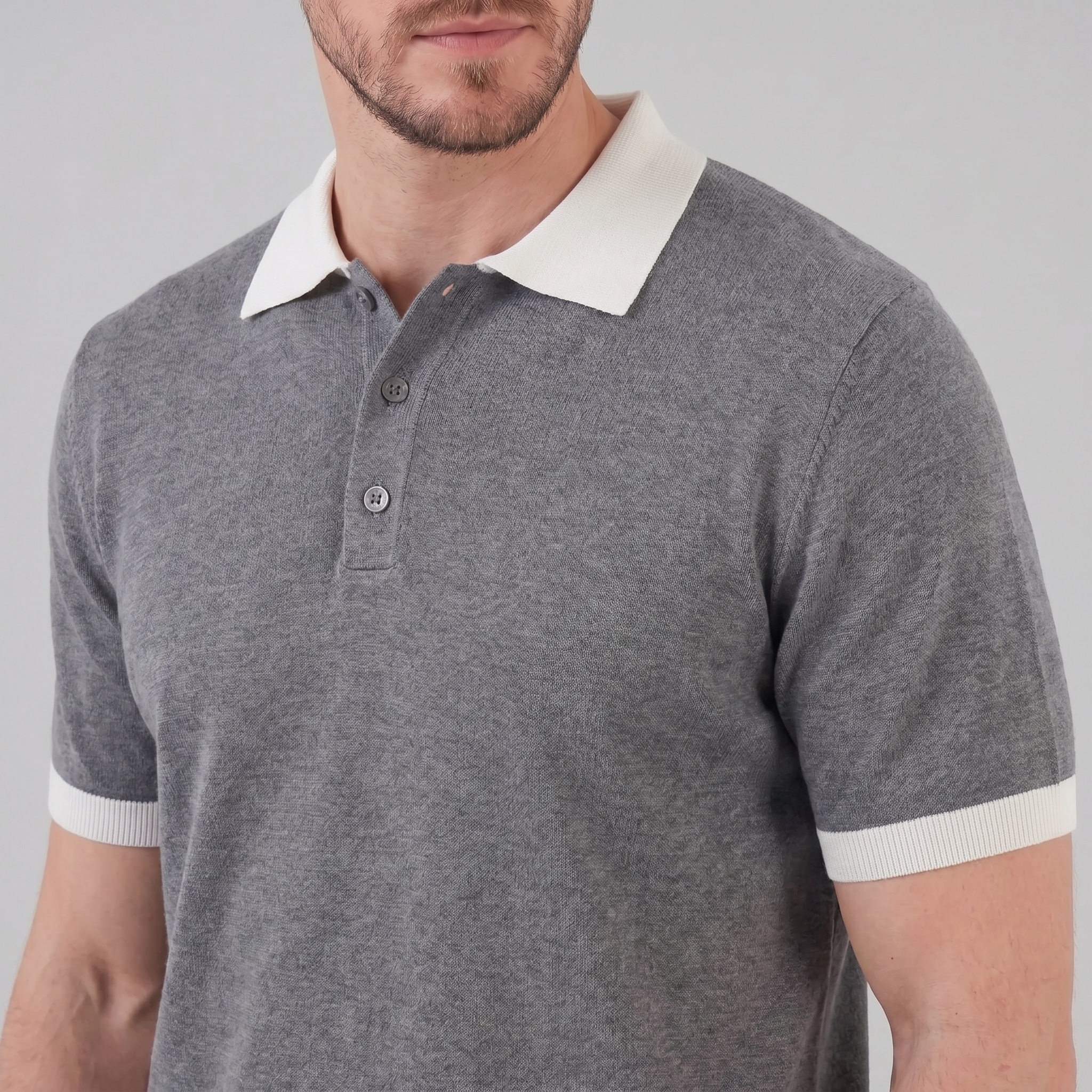 Men's Short Sleeve Knitted Polo Shirt