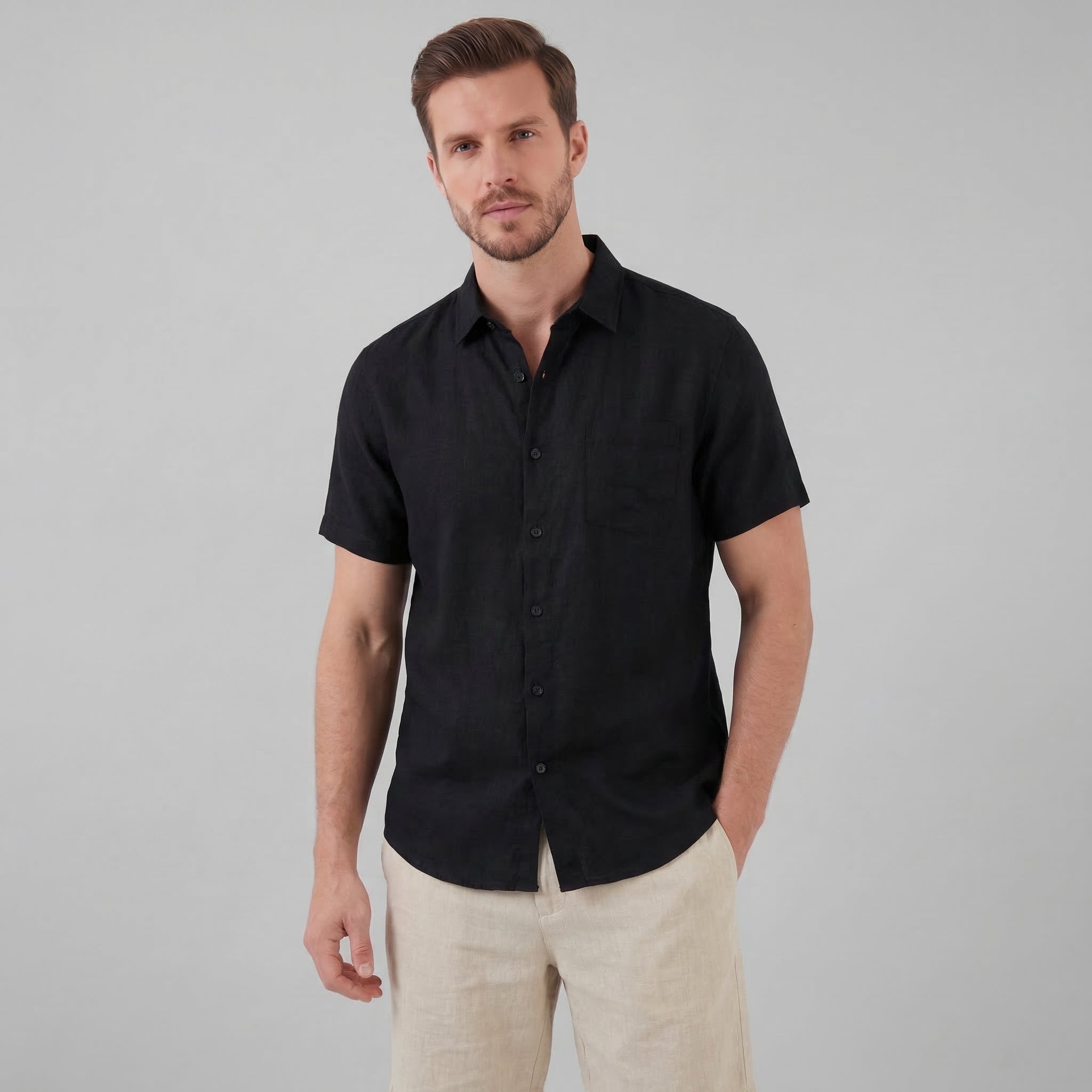 Men's Short Sleeve Linen Shirt