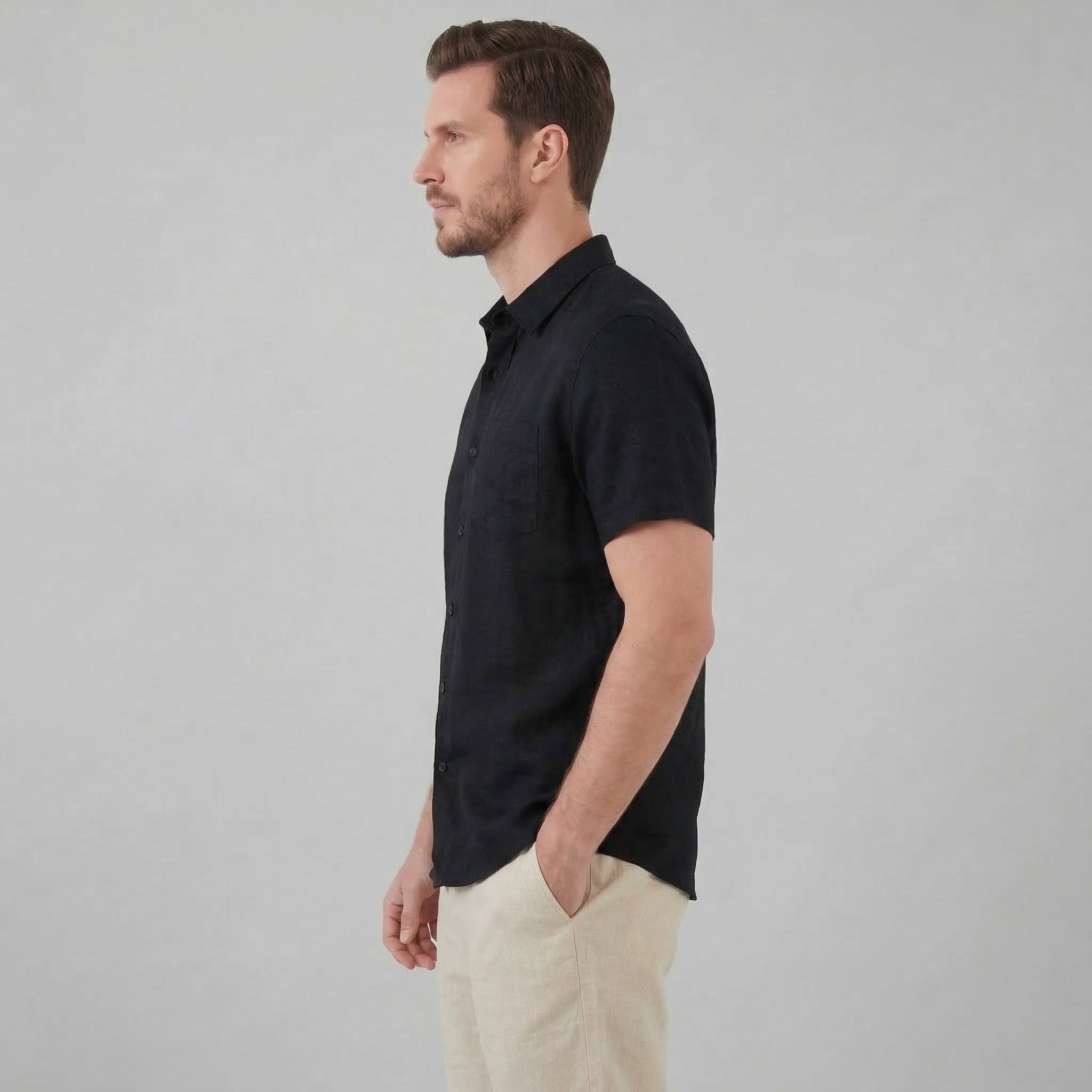 Men's Short Sleeve Linen Shirt