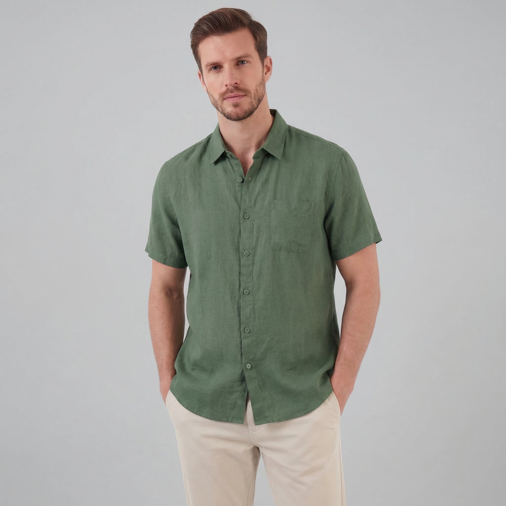 Men's Short Sleeve Linen Shirt