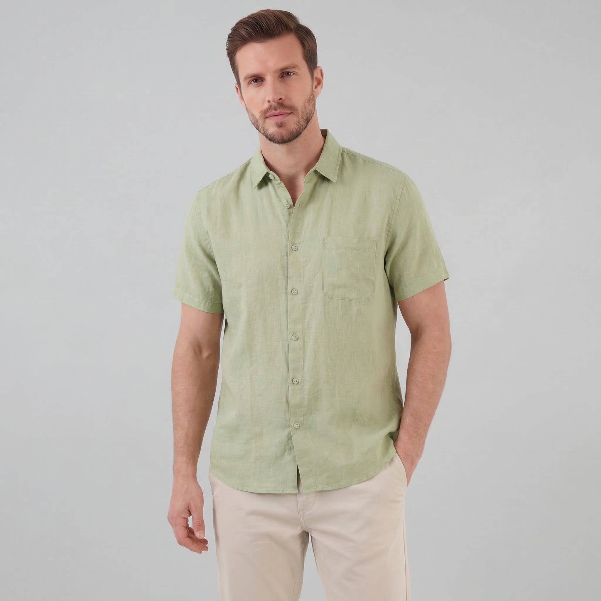 Men's Short Sleeve Linen Shirt