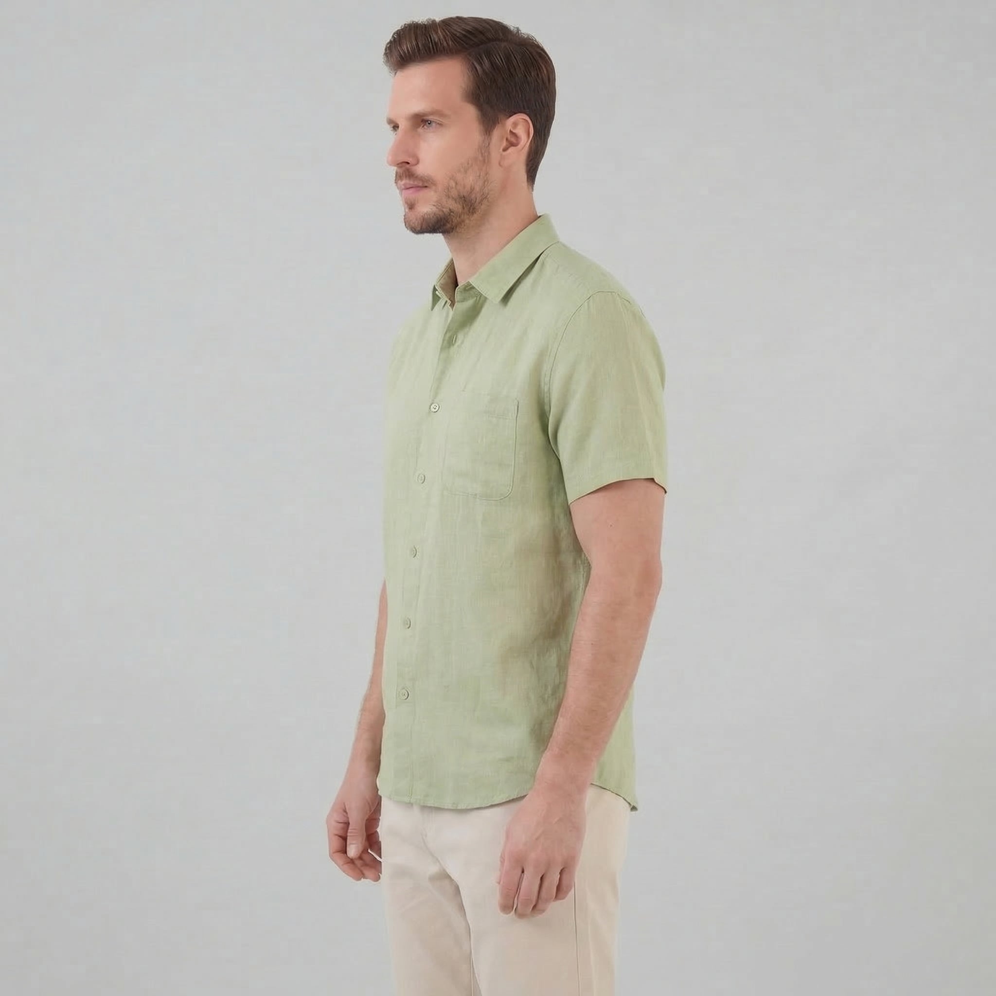 Men's Short Sleeve Linen Shirt