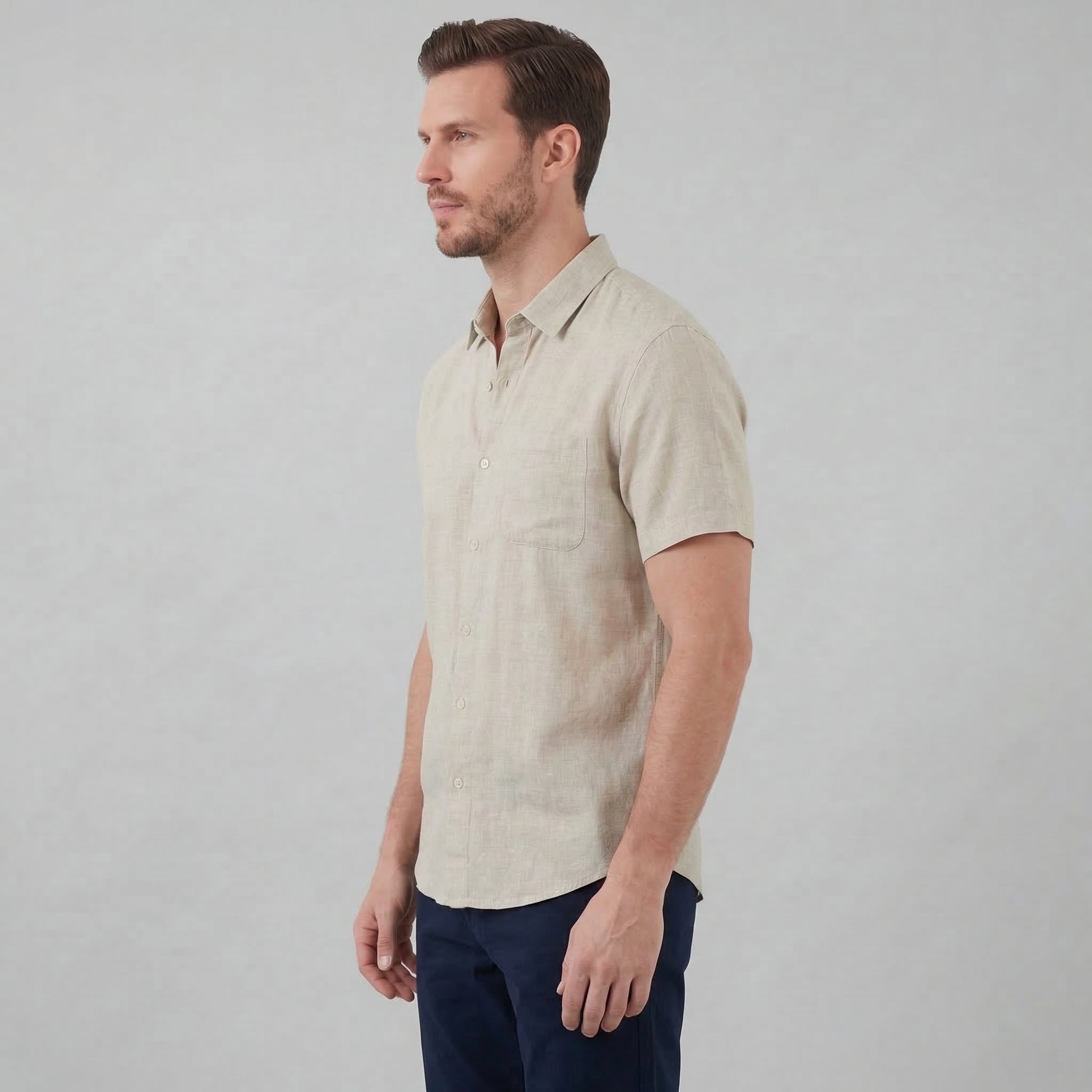 Men's Short Sleeve Linen Shirt