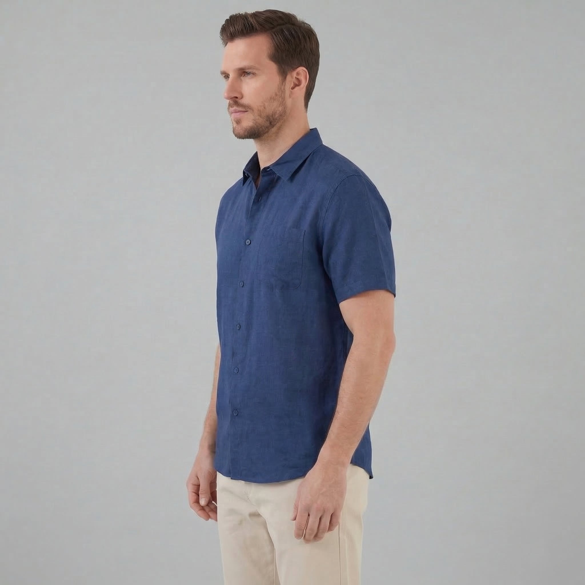 Men's Short Sleeve Linen Shirt