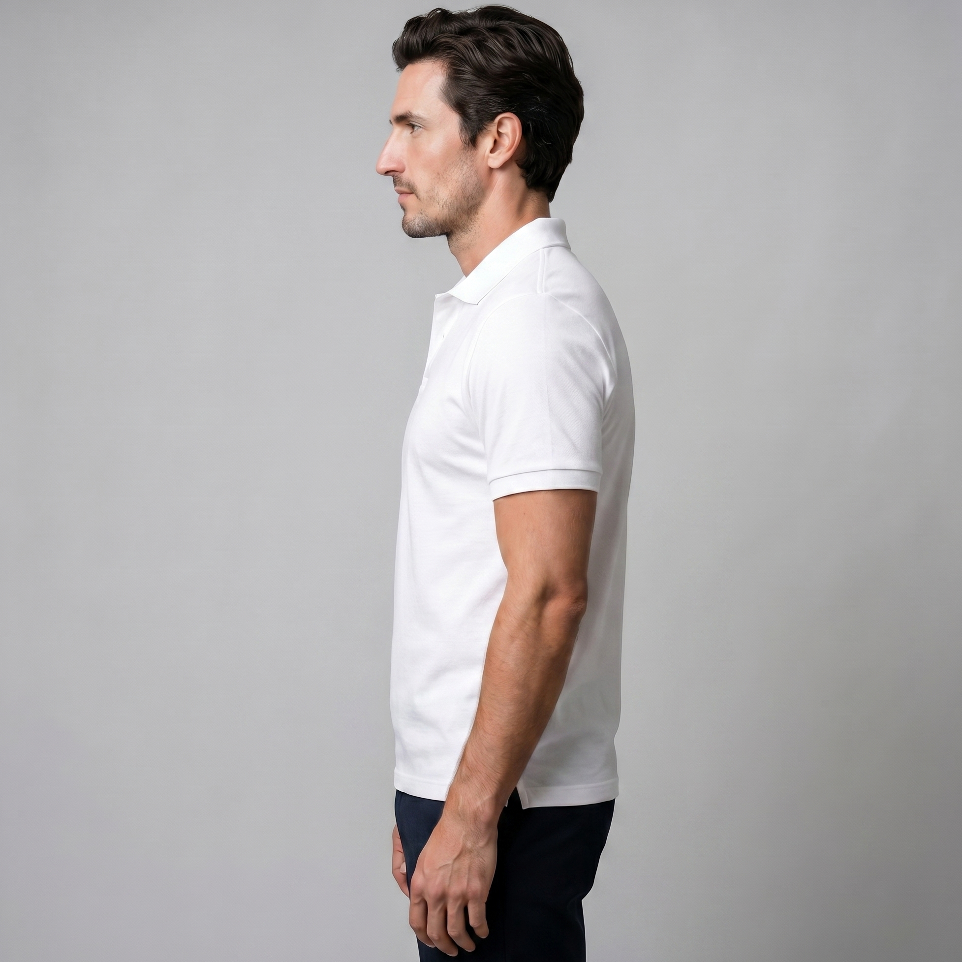 Men's Short Sleeve Polo Shirt with Open Collar
