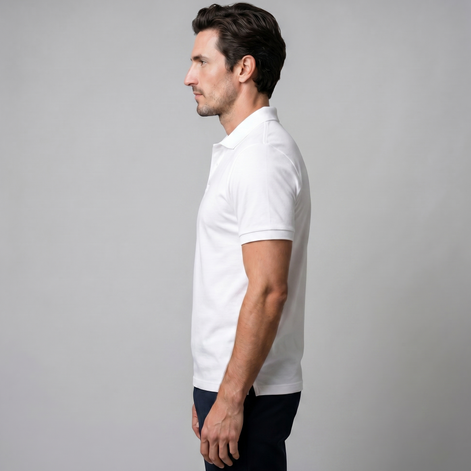 Men's Short Sleeve Polo Shirt with Open Collar