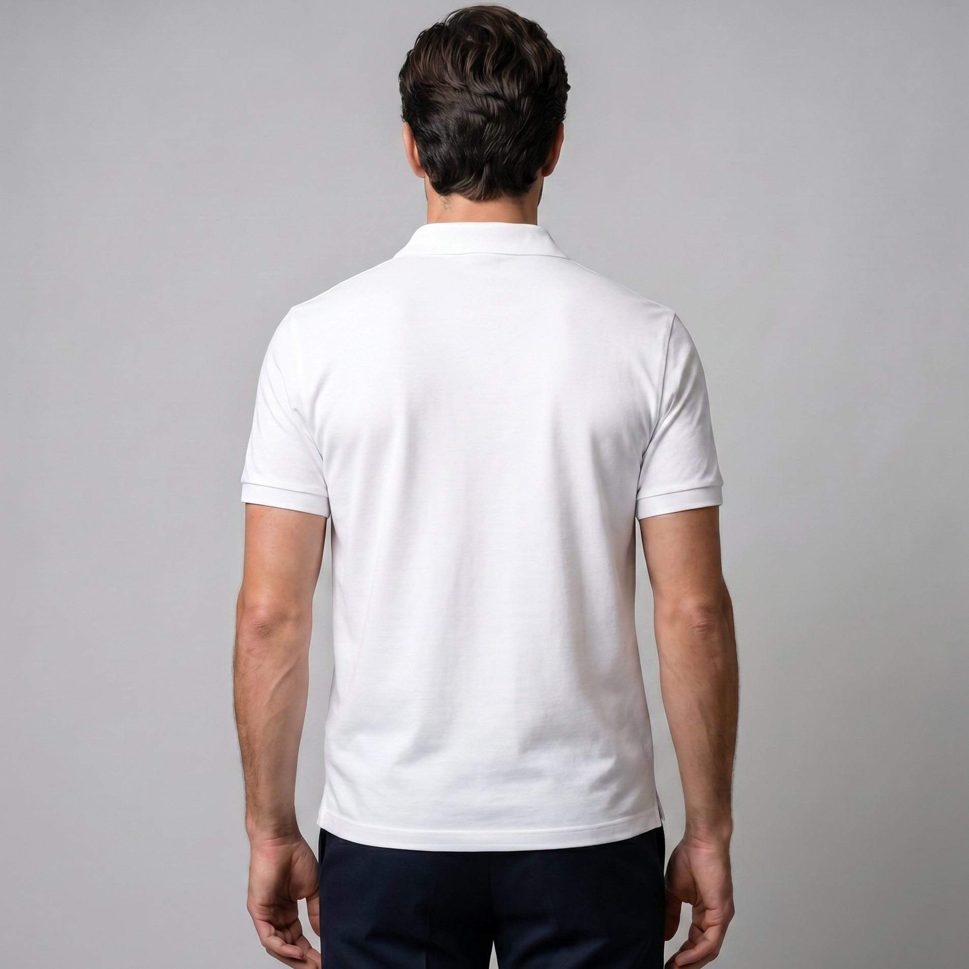 Men's Short Sleeve Polo Shirt with Open Collar