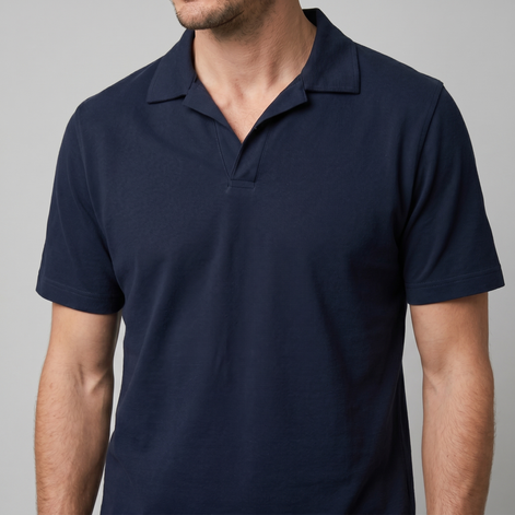 Men's Short Sleeve Polo Shirt with Open Collar