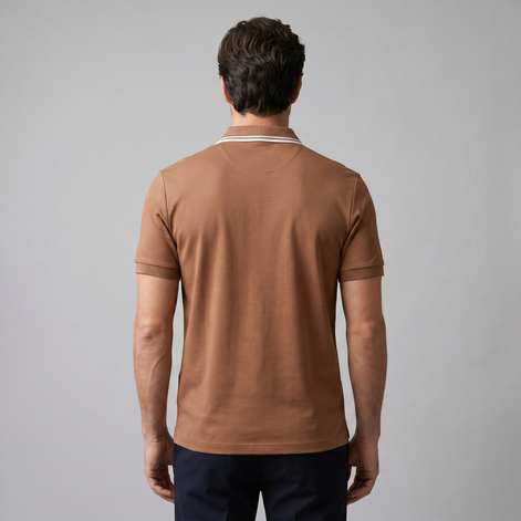 Men's Short Sleeve Polo Shirt with Zip Placket