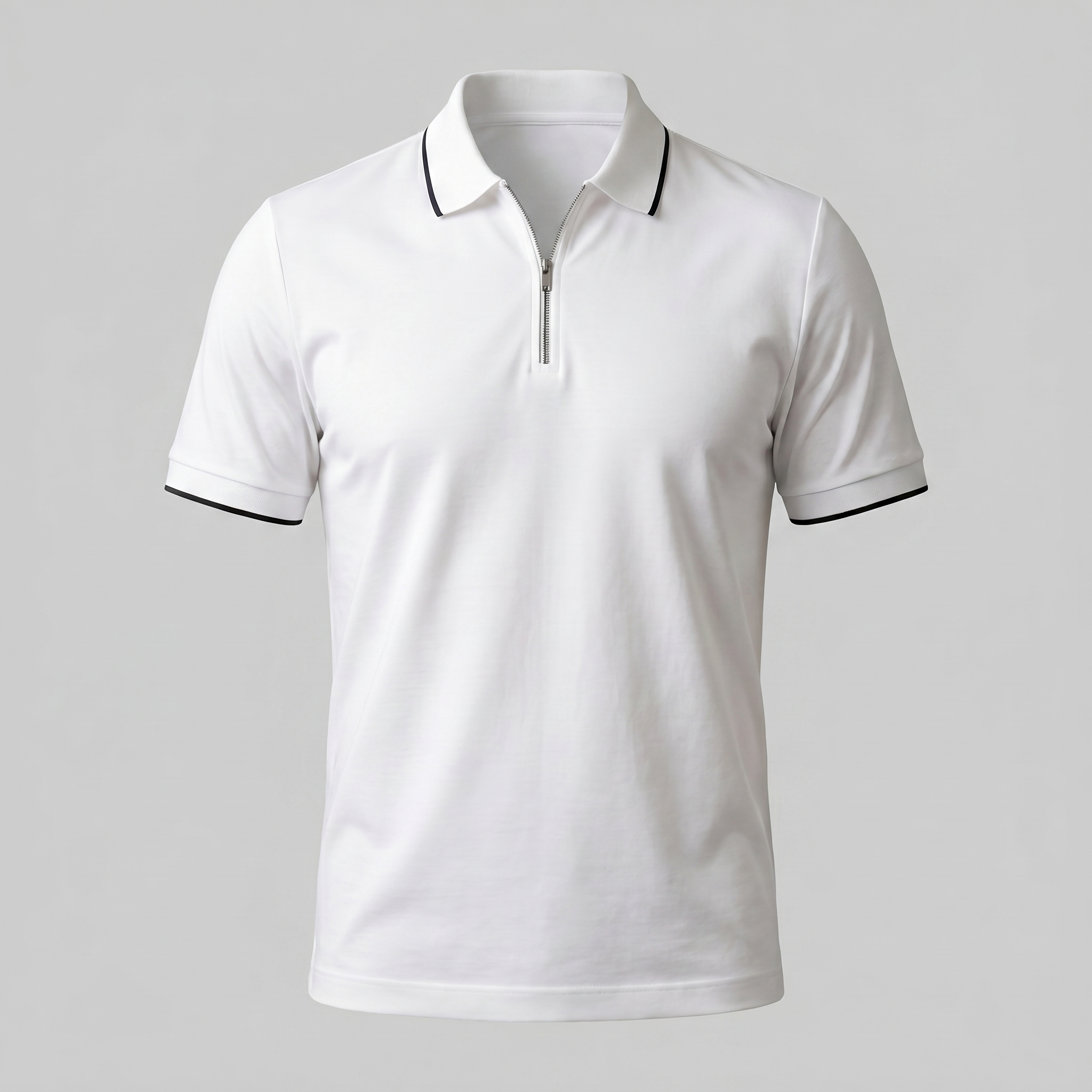 Men's Short Sleeve Polo Shirt with Zip Placket