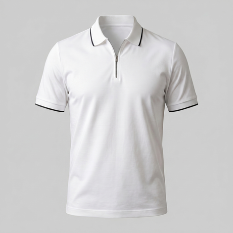 Men's Short Sleeve Polo Shirt with Zip Placket