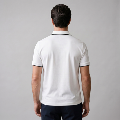 Men's Short Sleeve Polo Shirt with Zip Placket