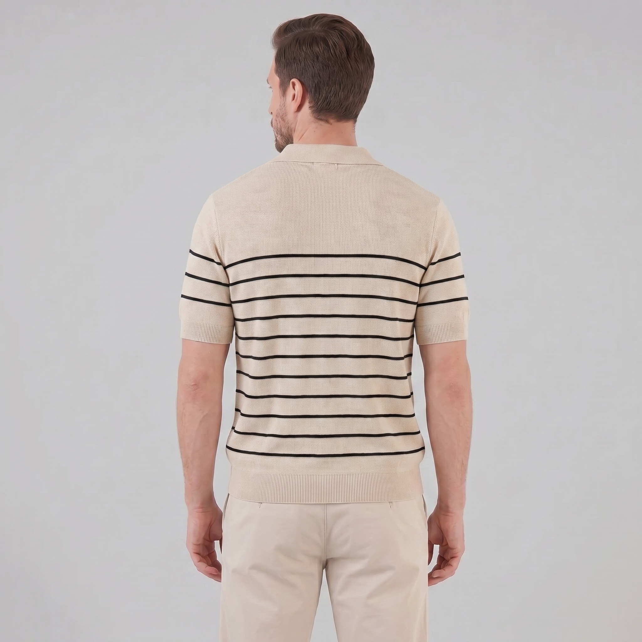 Men's Short Sleeve Striped Polo Shirt