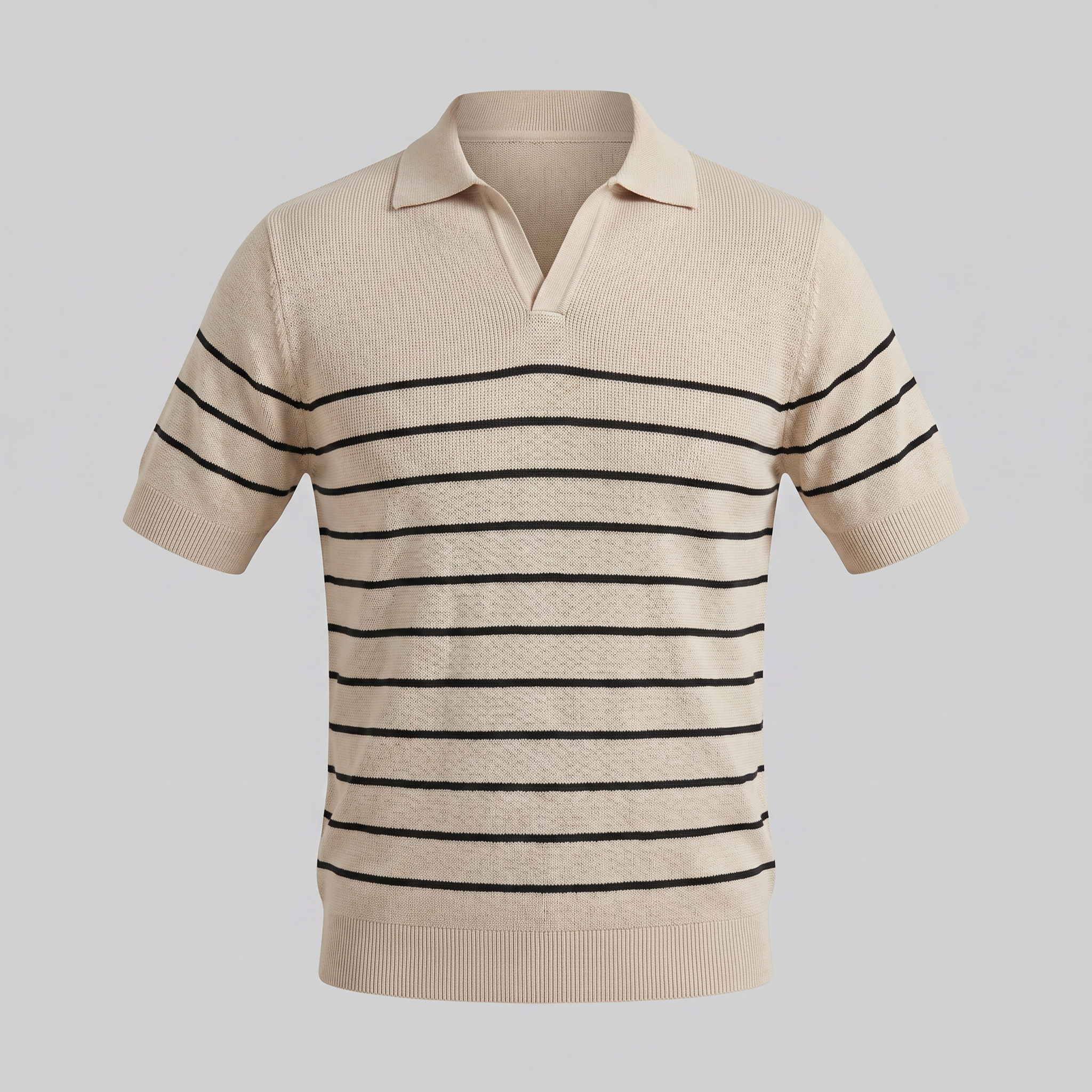 Men's Short Sleeve Striped Polo Shirt