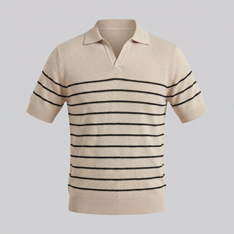 Men's Short Sleeve Striped Polo Shirt