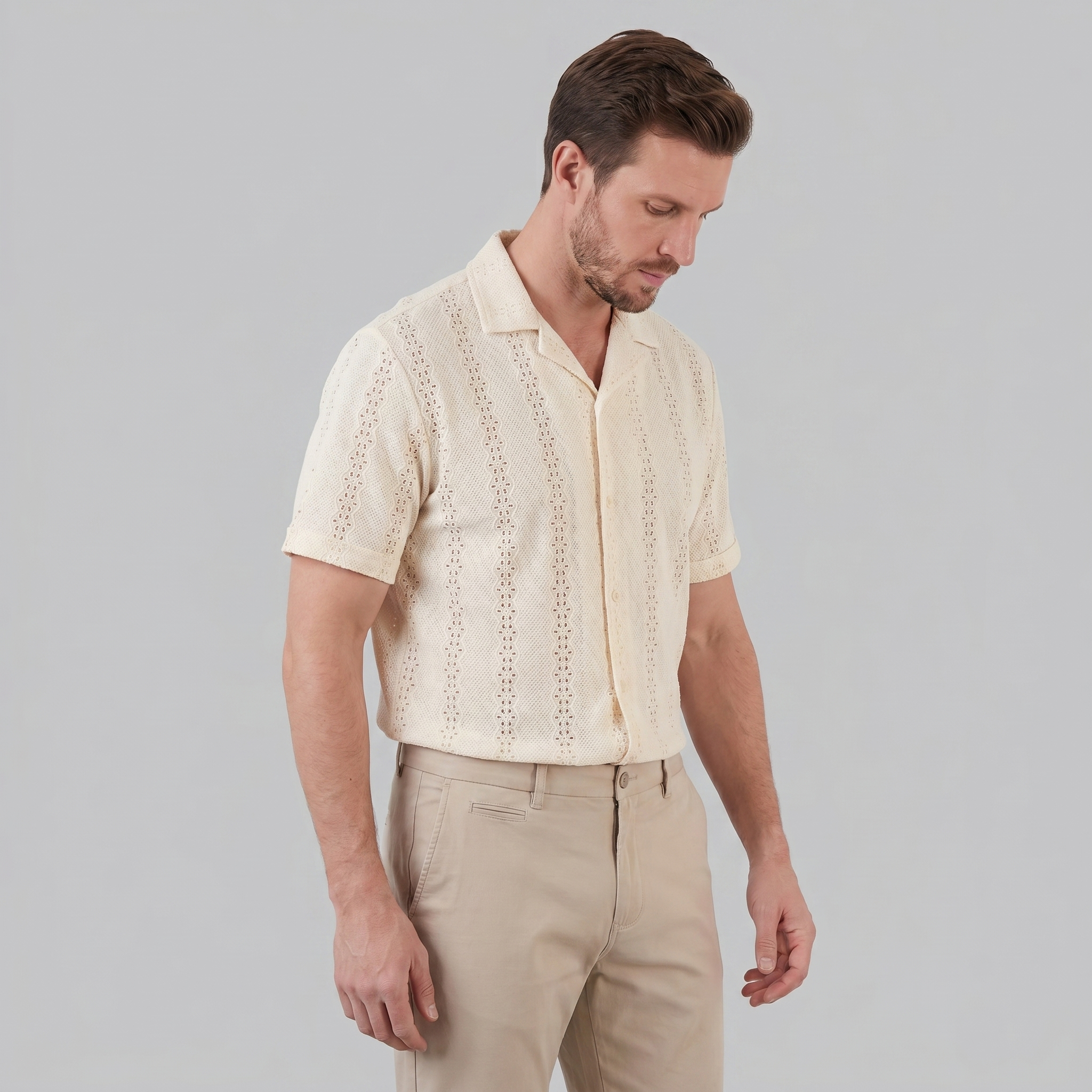 Men's Short-Sleeved Cuban Collar Shirt