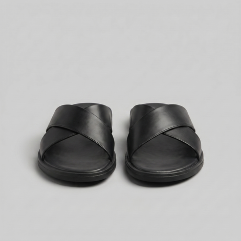 Men's Slide Sandals with Cross Strap Design