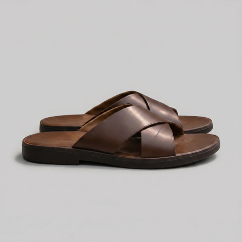 Men's Slide Sandals with Cross Strap Design