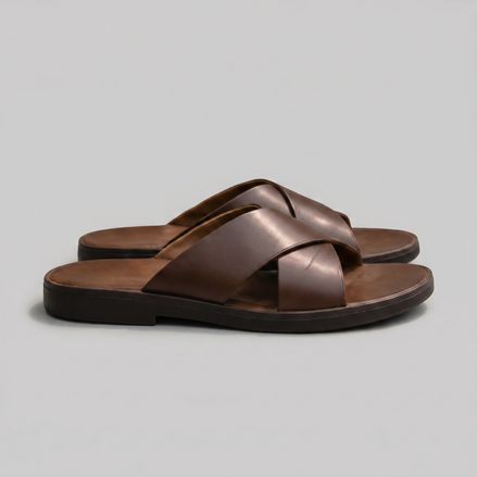 Men's Slide Sandals with Cross Strap Design