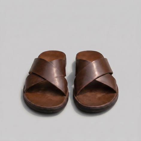 Men's Slide Sandals with Cross Strap Design