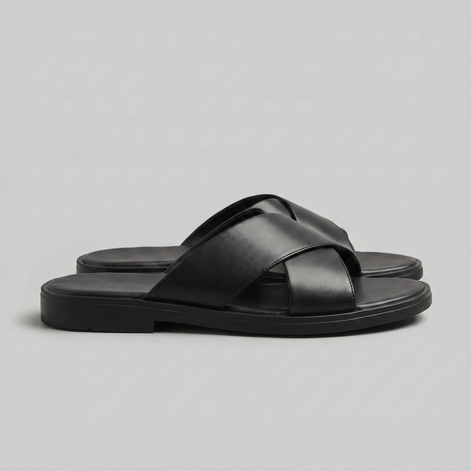 Men's Slide Sandals with Cross Strap Design
