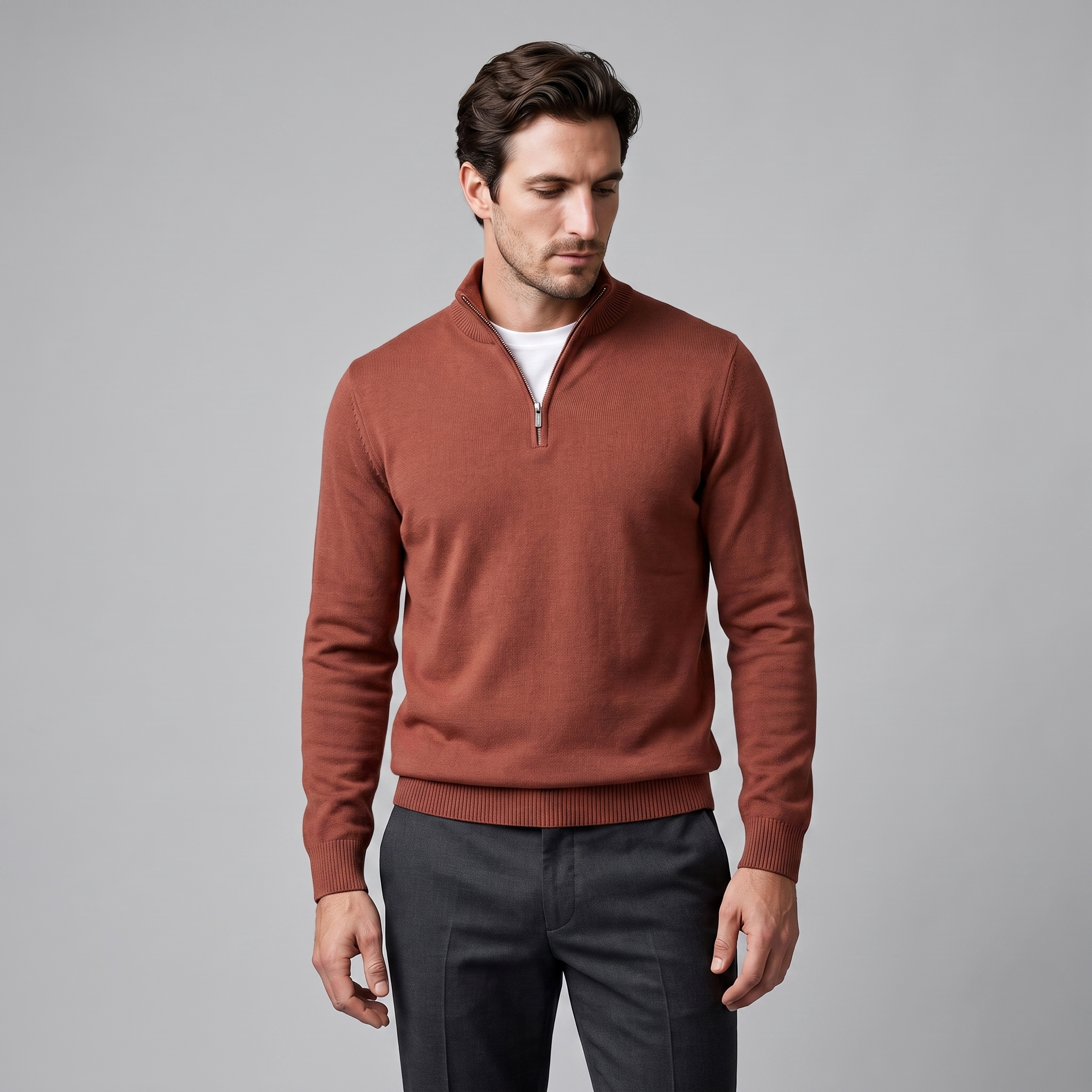 Men's Slim Fit Half-Zip Knit Sweater