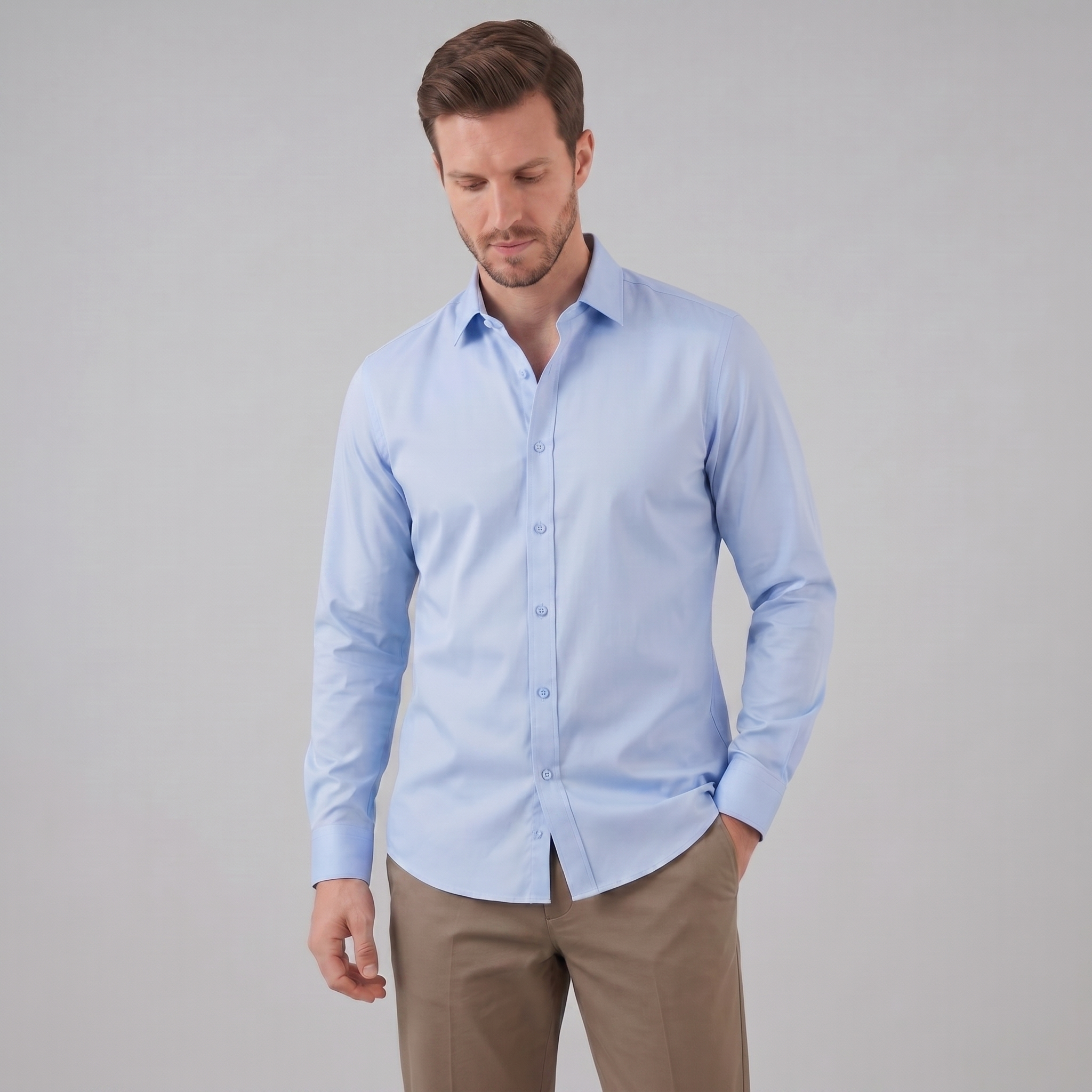 Men's Slim Fit Long-Sleeve Dress Shirt