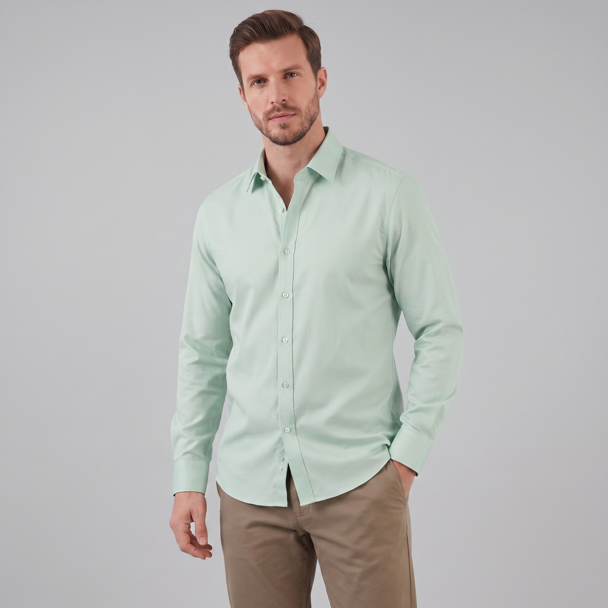 Men's Slim Fit Long-Sleeve Dress Shirt