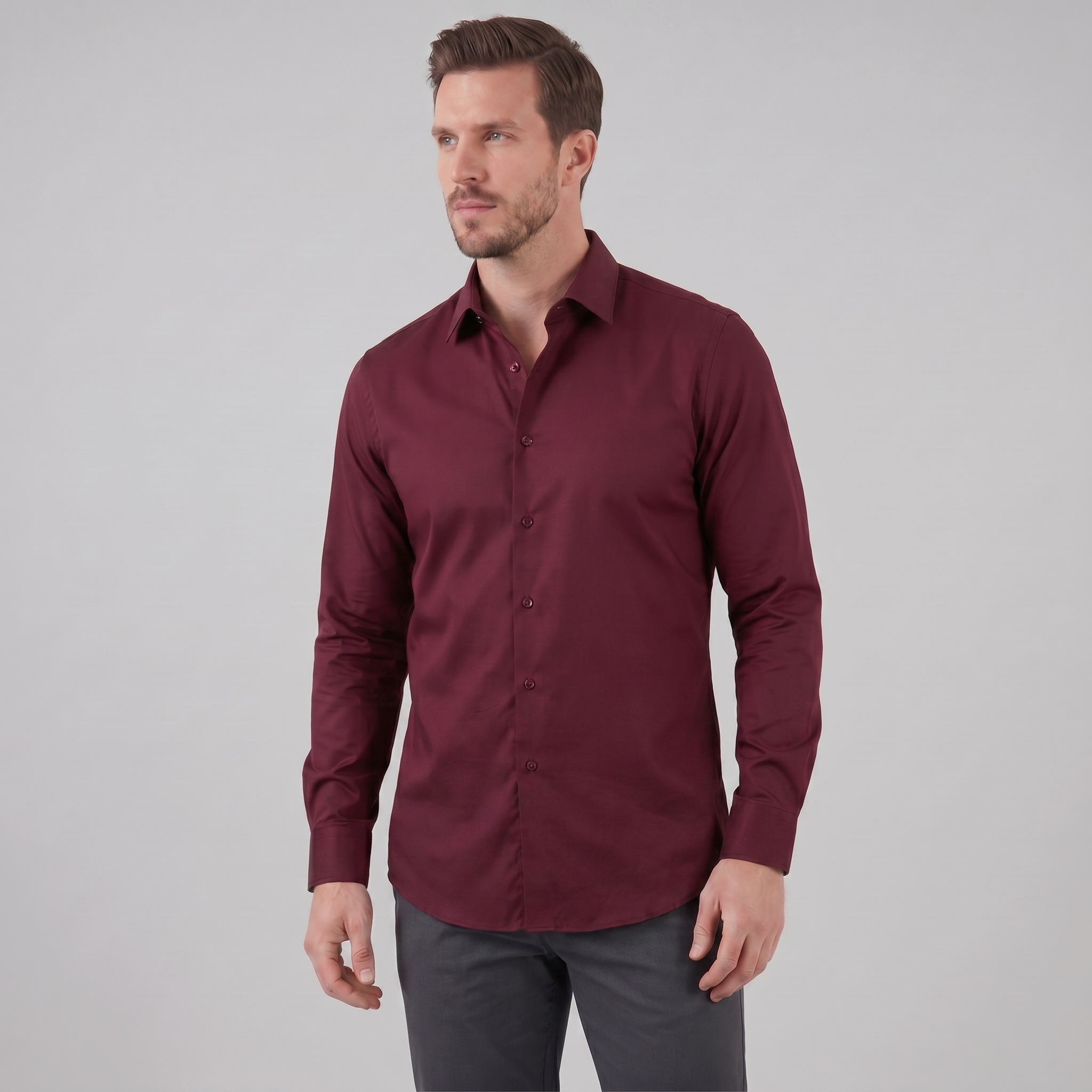 Men's Slim Fit Long-Sleeve Dress Shirt