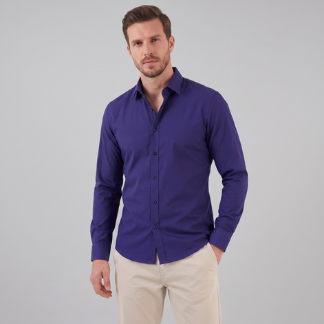 Men's Slim Fit Long-Sleeve Dress Shirt