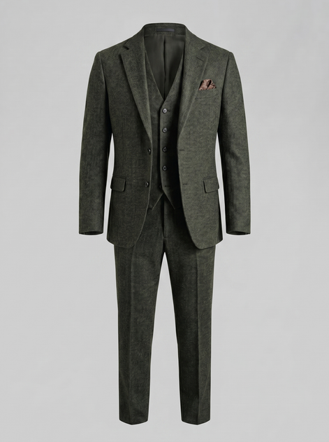 Men's Slim Fit Three-Piece Suit with Vest for Weddings