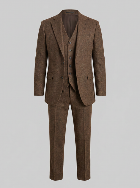 Men's Slim Fit Three-Piece Suit with Vest for Weddings