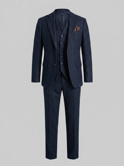 Men's Slim Fit Three-Piece Suit with Vest for Weddings