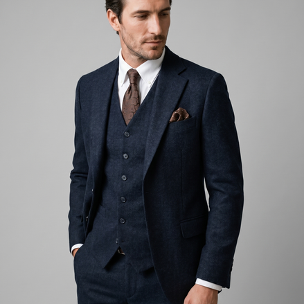 Men's Slim Fit Three-Piece Suit with Vest for Weddings