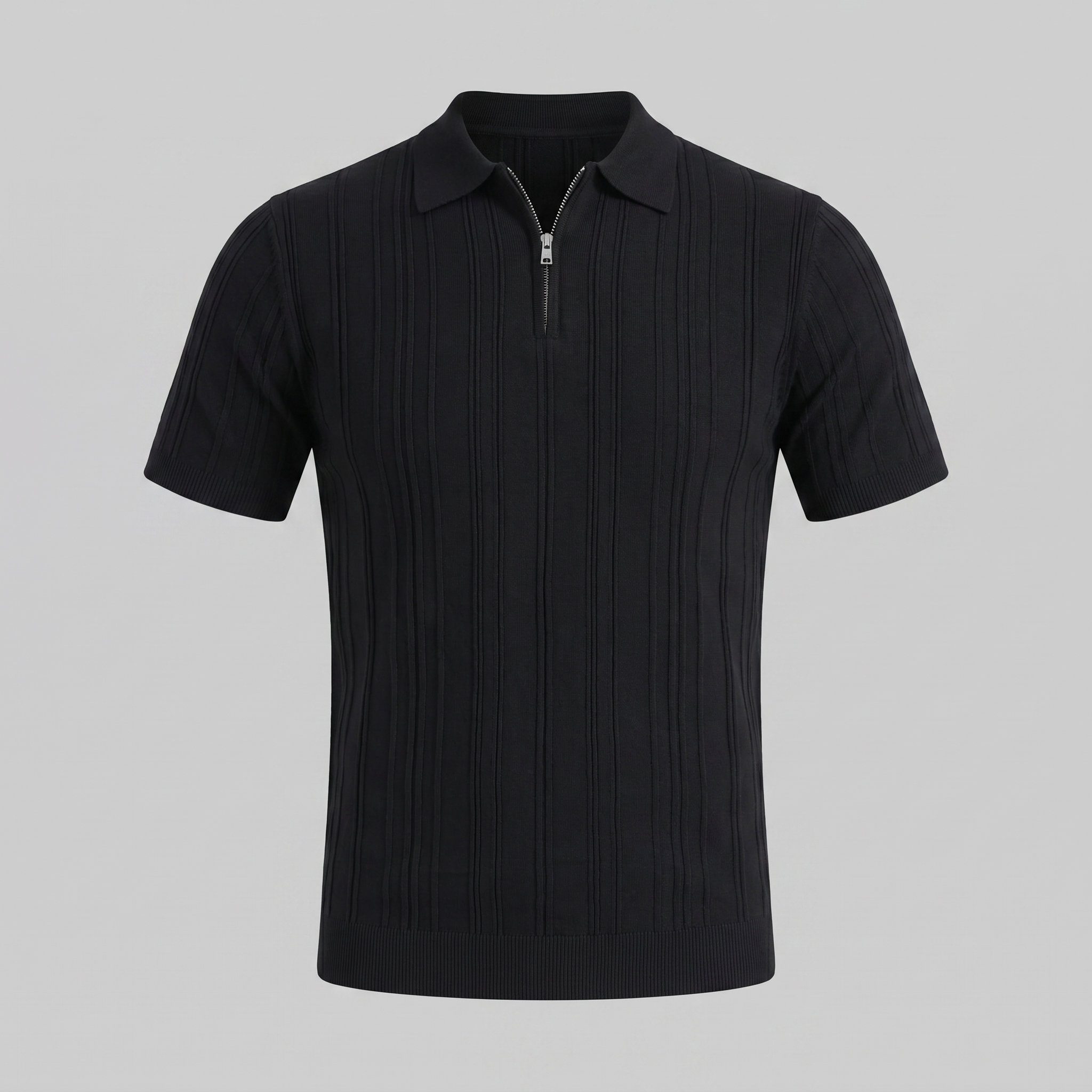 Men's Slim Fit Zip Up Polo Shirt