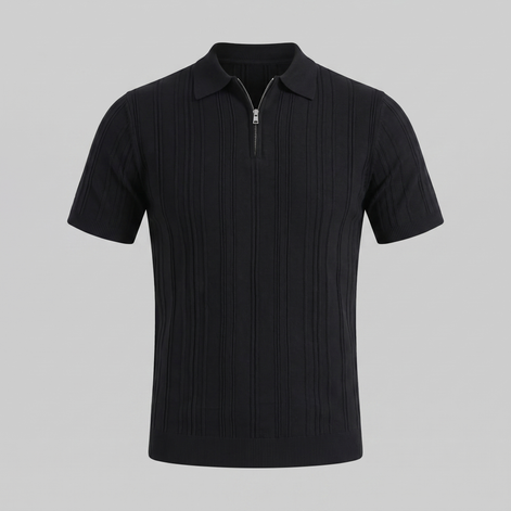 Men's Slim Fit Zip Up Polo Shirt