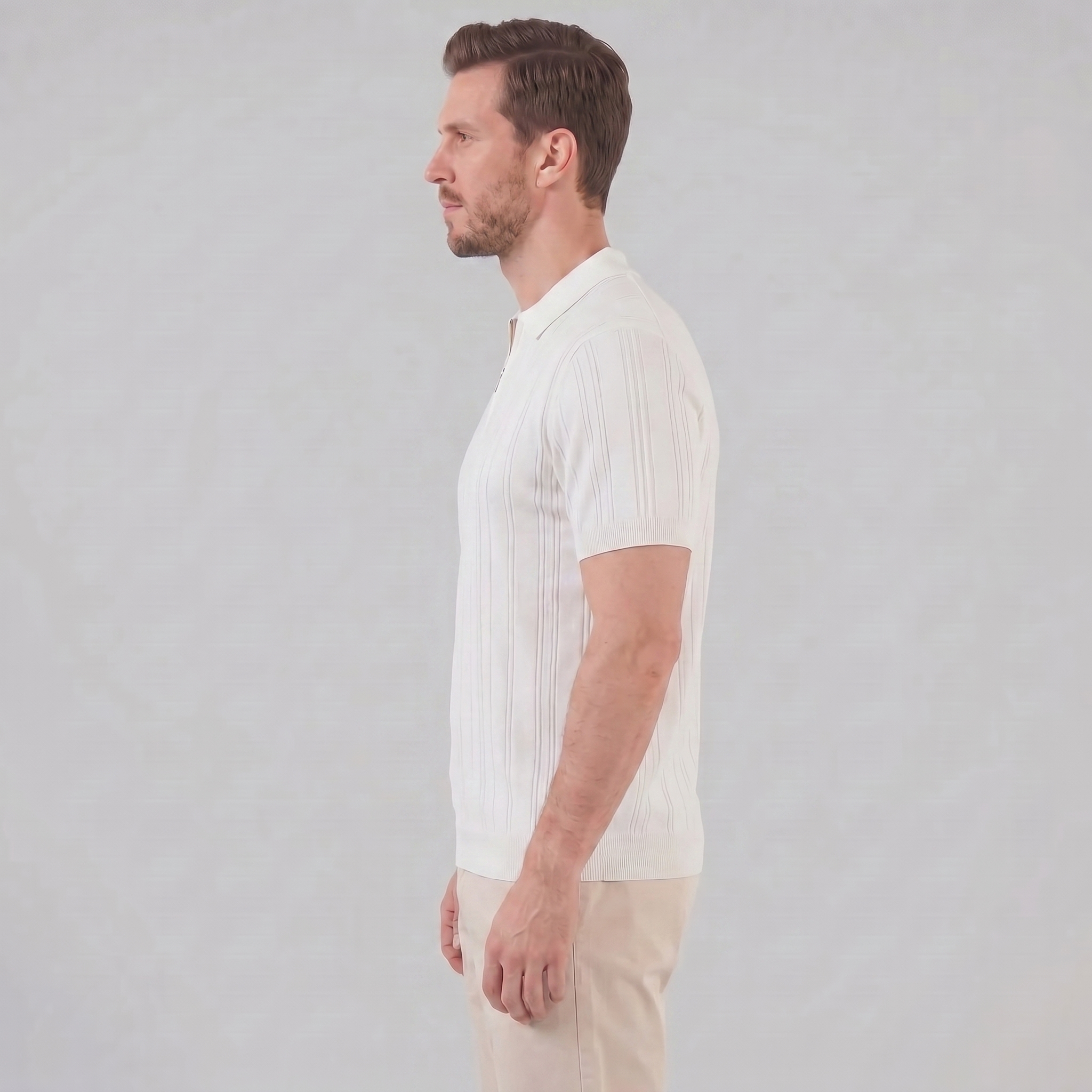 Men's Slim Fit Zip Up Polo Shirt